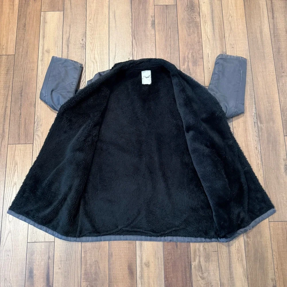 Vtg 70s Haband Faux Fur Lined Car Coat Mens Large Gray Winter Stadium Jacket Tee